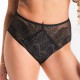 Louisa Bracq, 529-50 Swan Panty, Γυναικείο Ψηλόμεσο Κυλοτάκι από γαλλική δαντέλα και λύκρα, ΜΑΥΡΟ