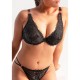 Louisa Bracq, 529-60 Swan Thong, Γυναικείο Κυλοτάκι Στρίνγκ από γαλλική δαντέλα και λύκρα, ΜΑΥΡΟ