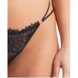 Louisa Bracq, 529-60 Swan Thong, Γυναικείο Κυλοτάκι Στρίνγκ από γαλλική δαντέλα και λύκρα, ΜΑΥΡΟ