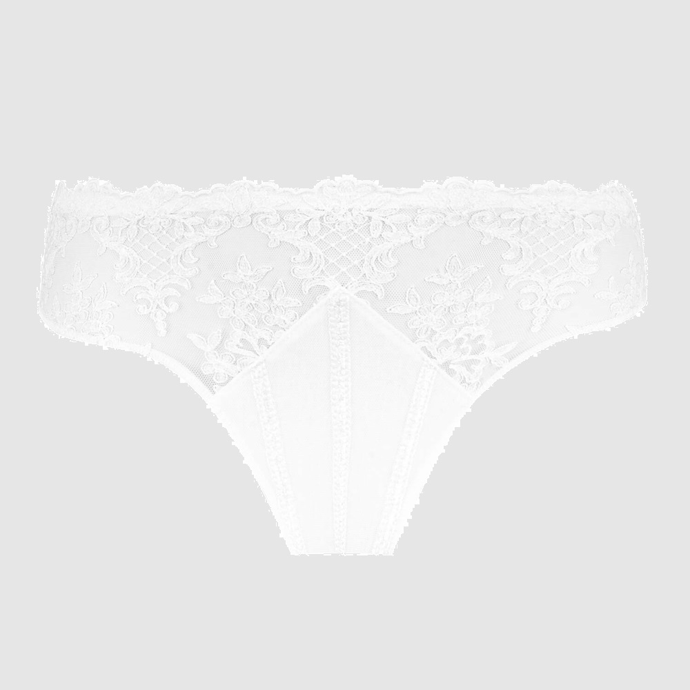 Louisa Bracq, 533-30 Victoria Brief, Γυναικείο Κυλοτάκι Midi Laser Cut από γαλλική δαντέλα και λύκρα, ΑΣΠΡΟ