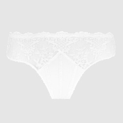 Louisa Bracq, 533-30 Victoria Brief, Γυναικείο Κυλοτάκι Midi Laser Cut από γαλλική δαντέλα και λύκρα, ΑΣΠΡΟ