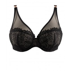 Louisa Bracq 529-11 Swan SG Foulard , Γυναικείο Σουτιέν Full Cup για μεγάλο στήθος από γαλλική δαντέλα, ΜΑΥΡΟ