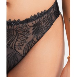 Louisa Bracq, 529-30 Swan Brief. Γυναικείο Κυλοτάκι Midi χωρίς ραφές από γαλλική δαντέλα και λύκρα, ΜΑΥΡΟ