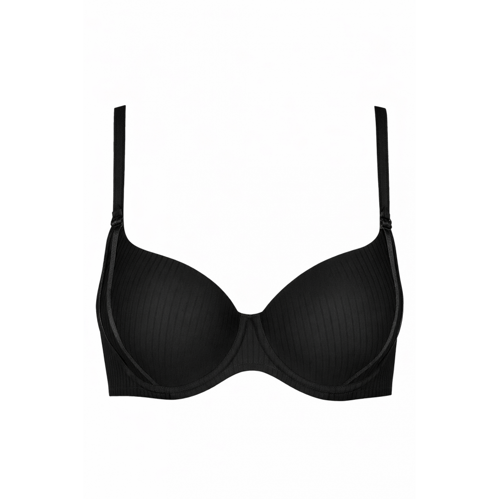 Lisca LAURA 20325,  Σουτιέν με επένδυση για μεγάλο στήθος με μπανέλα ΜΑΥΡΟ