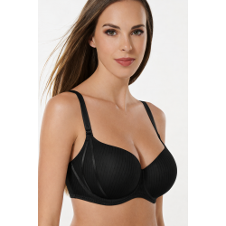 Lisca LAURA 20325,  Σουτιέν με επένδυση για μεγάλο στήθος με μπανέλα ΜΑΥΡΟ