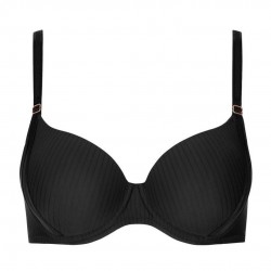 Lisca LAURA 20325,  Σουτιέν με επένδυση για μεγάλο στήθος με μπανέλα ΜΑΥΡΟ
