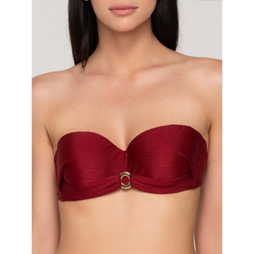 LUNA 94651, Γυναικείο Μαγιό Strapless Bikini Top GOLD BORDEAUX