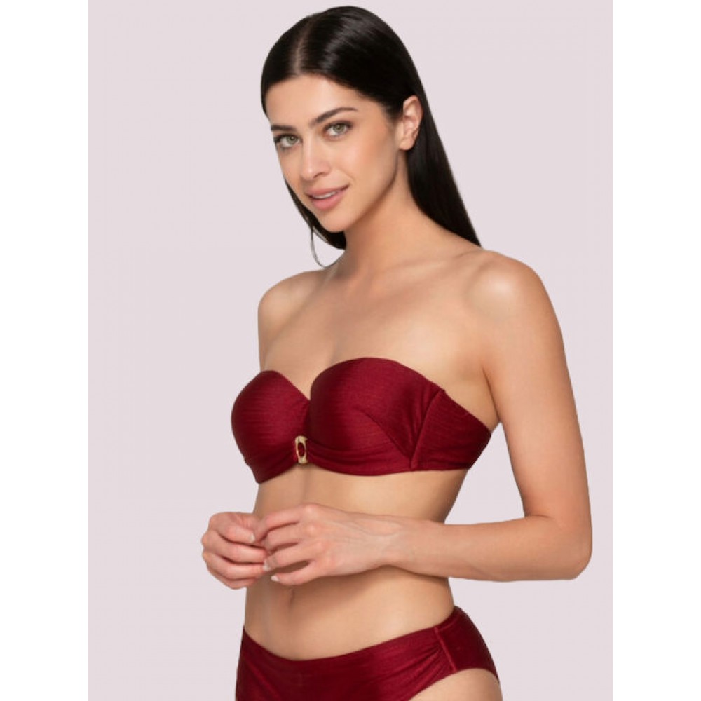 LUNA 94651, Γυναικείο Μαγιό Strapless Bikini Top GOLD BORDEAUX