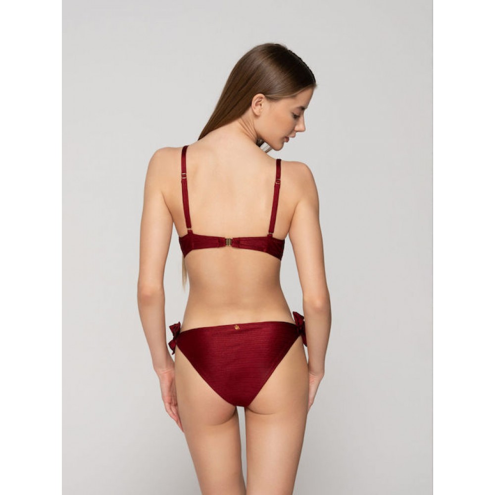 LUNA 94654, Γυναικείο Μαγιό  Bikini Top με μπανέλα, χωρίς επένδυση,  ΜΠΟΡΝΤΟ