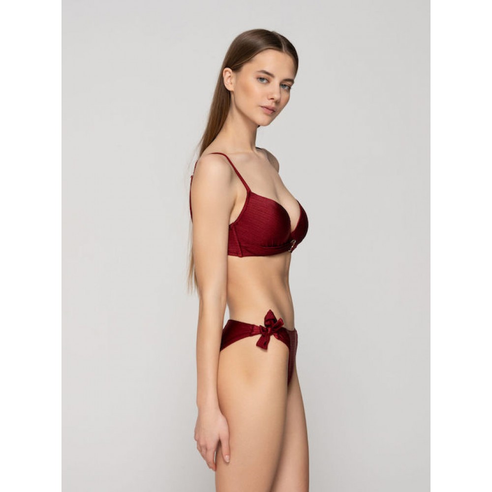 LUNA 94655, Γυναικείο Μαγιό  Bikini Bottom με δέσιμο,  ΜΠΟΡΝΤΟ