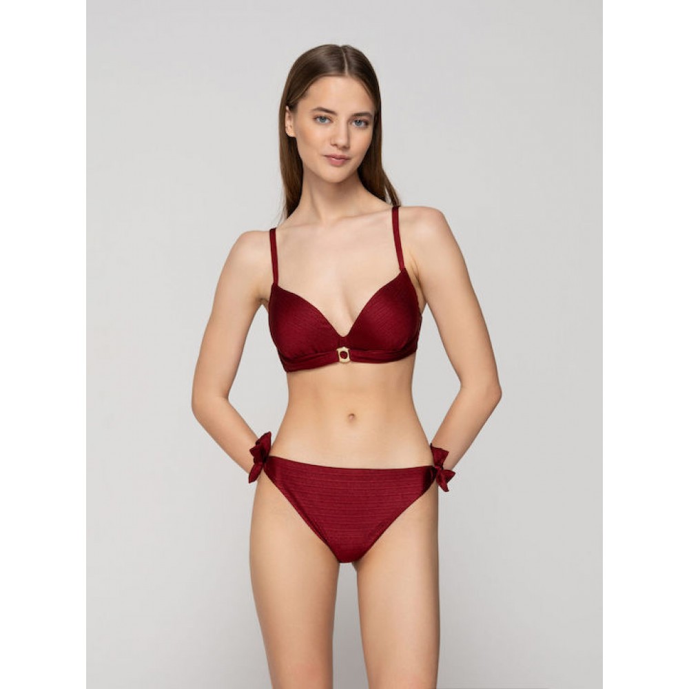 LUNA 94655, Γυναικείο Μαγιό  Bikini Bottom με δέσιμο,  ΜΠΟΡΝΤΟ