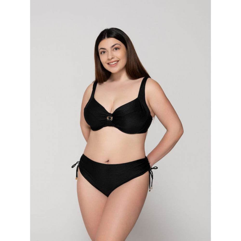 LUNA 94654, Γυναικείο Μαγιό  Bikini Top με μπανέλα, χωρίς επένδυση, ΜΑΥΡΟ