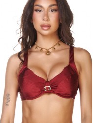 LUNA 94654, Γυναικείο Μαγιό  Bikini Top με μπανέλα, χωρίς επένδυση,  ΜΠΟΡΝΤΟ