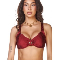 LUNA 94654, Γυναικείο Μαγιό  Bikini Top με μπανέλα, χωρίς επένδυση,  ΜΠΟΡΝΤΟ