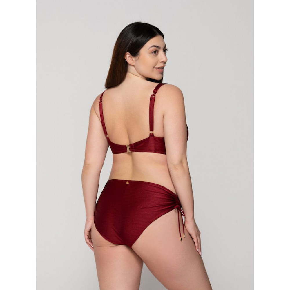 LUNA 94657, Γυναικείο Μαγιό  Bikini Bottom 3/4 με αυξομείωση ΜΠΟΡΝΤΟ
