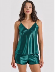 Σατέν ΒabyDoll, Milena By Paris 004176  με τιραντάκι, ΣΜΑΡΑΓΔΙ