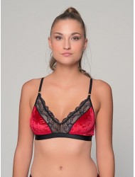 Milena By Paris 010187,  Βελούδινο Bralette με δαντέλα, ΡΟΥΜΠΙΝΙ