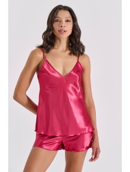 Σατέν ΒabyDoll, Milena By Paris 004176  με τιραντάκι, ΜΠΟΡΝΤΟ