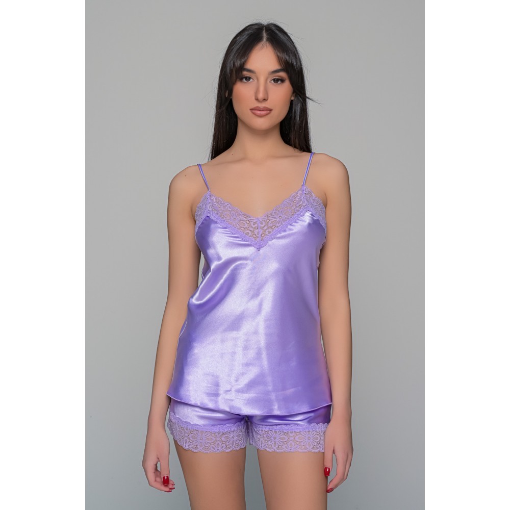 Milena By Paris 004201, Σατέν BabyDoll με δαντέλα, ΛΙΛΑ