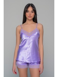 Milena By Paris 004201, Σατέν BabyDoll με δαντέλα, ΛΙΛΑ