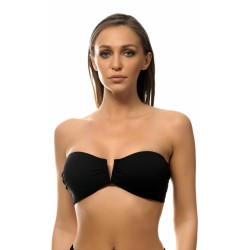 Miss Crool I20-862, Strapless Bikini Top με εντυπωσιακό V, χωρίς μπανέλα, ΜΑΥΡΟ