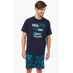 Ανδρική Πυζάμα Minerva 90-70982 BORA-BORA με Shorts και κοντό μανίκι ΜΠΛΕ MARIN