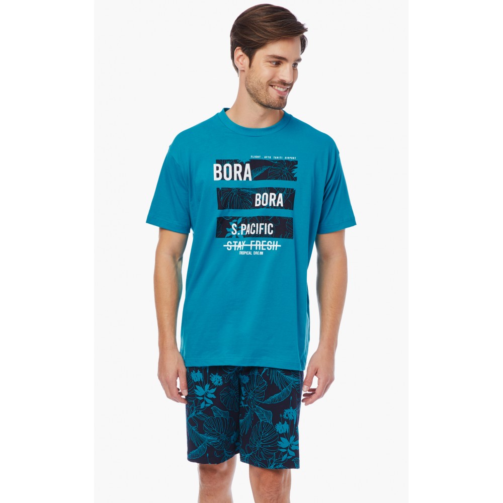 Ανδρική Πυζάμα Minerva 90-70982 BORA-BORA με Shorts και κοντό μανίκι ΠΕΤΡΟΛ