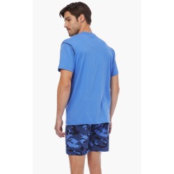 Ανδρική Πυζάμα Minerva 90-70984 με Shorts Μilitary print και κοντό μανίκι με στάμπα BLUE CAMO