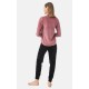 Minerva 90-52484-865  Γυναικείο Σετ Βελούδινη Πυζάμα Homewear "SIMPLE", SOFT BERRY