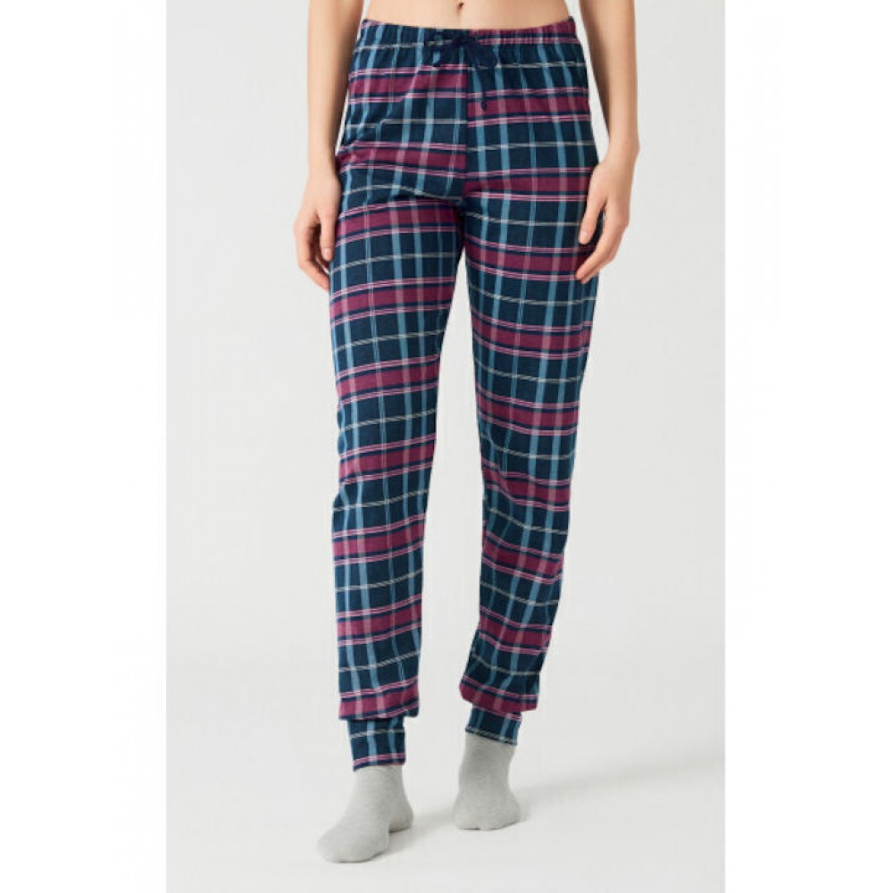 Minerva 90-53011, Γυναικείο Βαμβακερό Παντελόνι Πυτζάμας, ΜΠΛΕ/ΜΩΒ ΚΑΡΟ Minerva 90-53011, Γυναικείο Βαμβακερό Παντελόνι Πυτζάμας, ΜΠΛΕ/ΜΩΒ ΚΑΡΟ