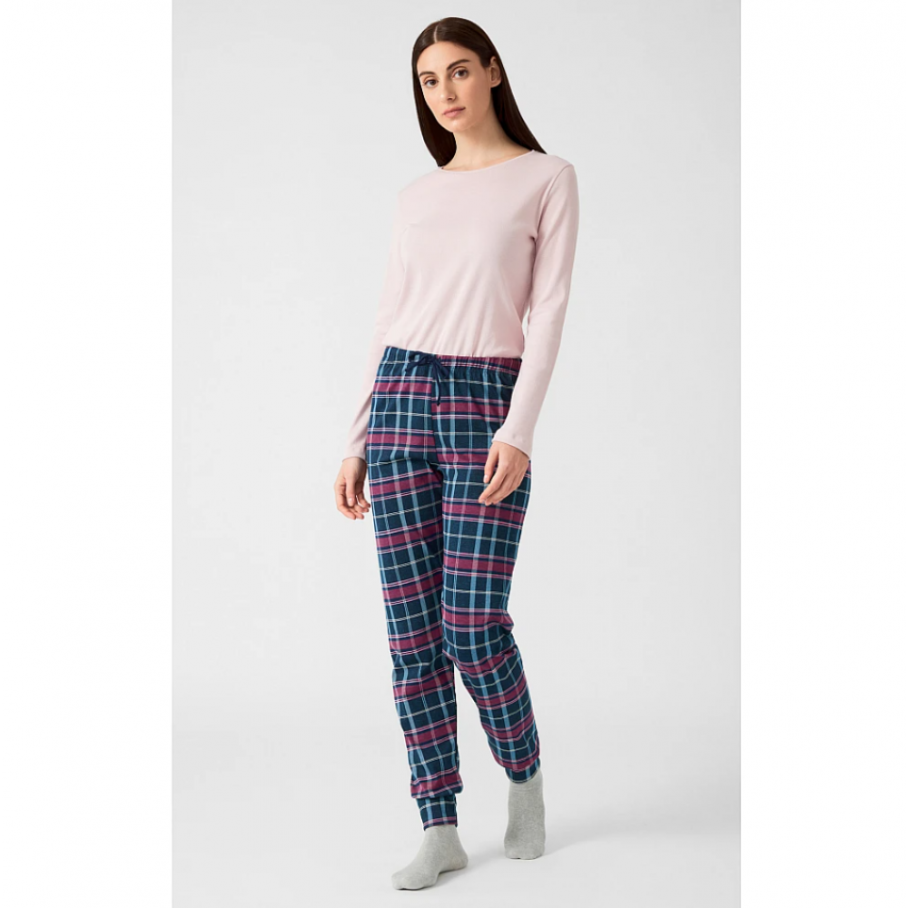 Minerva 90-53011, Γυναικείο Βαμβακερό Παντελόνι Πυτζάμας, ΜΠΛΕ/ΜΩΒ ΚΑΡΟ Minerva 90-53011, Γυναικείο Βαμβακερό Παντελόνι Πυτζάμας, ΜΠΛΕ/ΜΩΒ ΚΑΡΟ