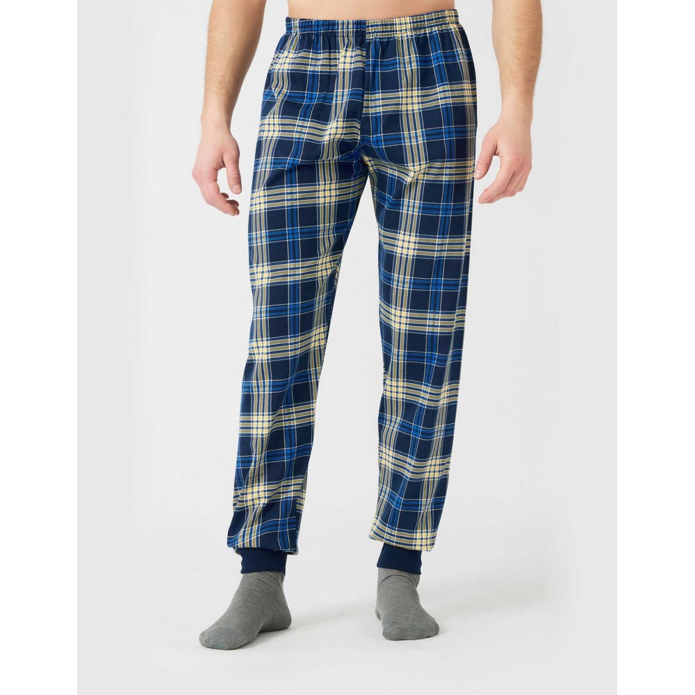 Minerva 90-71204, Ανδρικό Βαμβακερό Παντελόνι Πυτζάμας, ΜΠΛΕ ΚΑΡΟ Minerva 90-71204, Ανδρικό Βαμβακερό Παντελόνι Πυτζάμας, ΜΠΛΕ ΚΑΡΟ