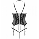 Obsessive Alessya Corset & String, Γυναικείο Σετ Εσώρουχα,  ΜΑΥΡΟ