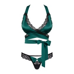 Obsessive Sensuelia 2-pcs Set Green Γυναικείο Σετ Σουτιέν και String, ΣΜΑΡΑΓΔΙ