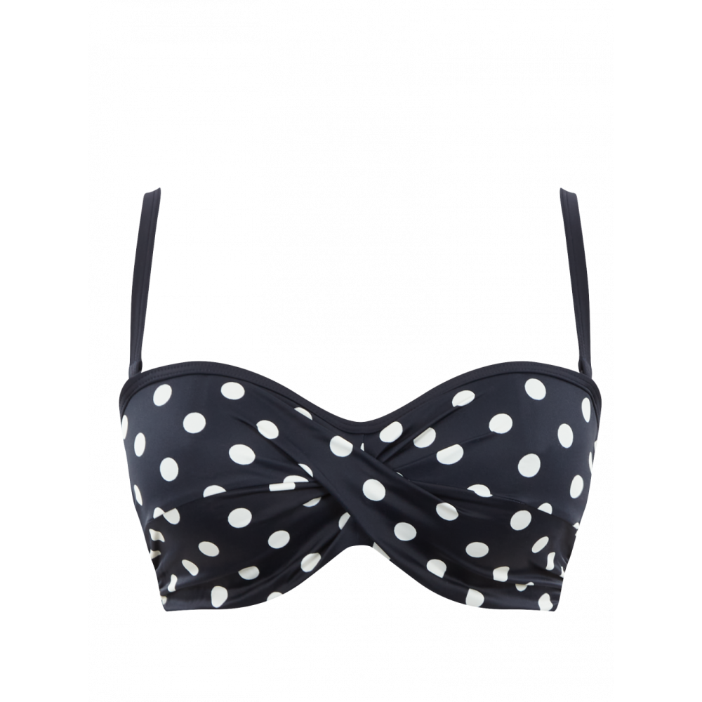 Panache Anya Riva Spot SW1453, Γυναικείο Strapless Μαγιό Τοπ για μεγάλο στήθος, ΜΠΛΕ ΣΚΟΥΡΟ ΠΟΥΑ