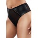 PARFAIT P50124 STEVIE, Γυναικείο Ψηλόμεσο Κυλοτάκι Thong Faux Leather, ΜΑΥΡΟ