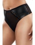 PARFAIT P50124 STEVIE, Γυναικείο Ψηλόμεσο Κυλοτάκι Thong Faux Leather, ΜΑΥΡΟ