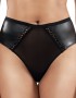 PARFAIT P50124 STEVIE, Γυναικείο Ψηλόμεσο Κυλοτάκι Thong Faux Leather, ΜΑΥΡΟ