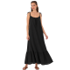Platinum Fashion 22120-01, Γυναικείο Φόρεμα Μάξι με λεπτή τιράντα, ΜΑΥΡΟ