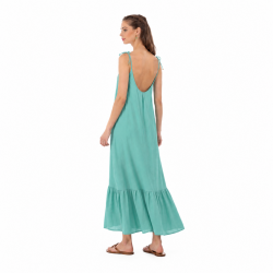 Platinum Fashion 22120-03, Γυναικείο Φόρεμα Μάξι με λεπτή τιράντα, ΒΕΡΑΜΑΝ
