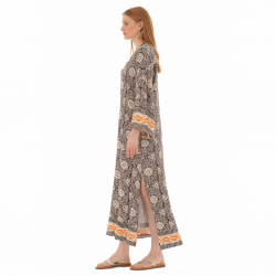 Platinum Fashion 42478, Γυναικείο Καφτάνι Μάξι  SILK TOUCH, MULTI COLOR