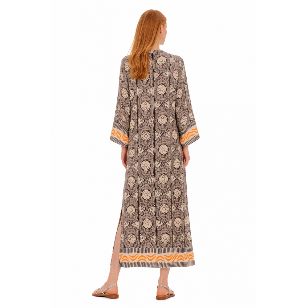 Platinum Fashion 42478, Γυναικείο Καφτάνι Μάξι  SILK TOUCH, MULTI COLOR