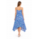 Platinum Fashion 42519, Γυναικείο Ασύμμετρο Φόρεμα Μακρύ με τιράντα, ΜΠΛΕ