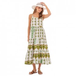 Platinum Fashion 82412, Γυναικείο Φόρεμα Μάξι σε Boho Style με τιράντα, ΛΑΔΙ