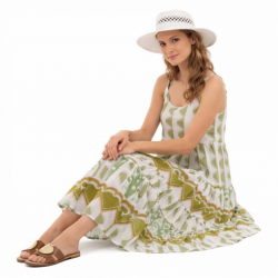 Platinum Fashion 82412, Γυναικείο Φόρεμα Μάξι σε Boho Style με τιράντα, ΛΑΔΙ