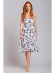 Rima-Beachwear 3129-01, Βαμβακερό Φόρεμα με  τιραντάκι, ΜΠΛΕ