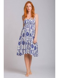 Rima-Beachwear 3129-02, Βαμβακερό Φόρεμα με  τιραντάκι, ΜΠΛΕ