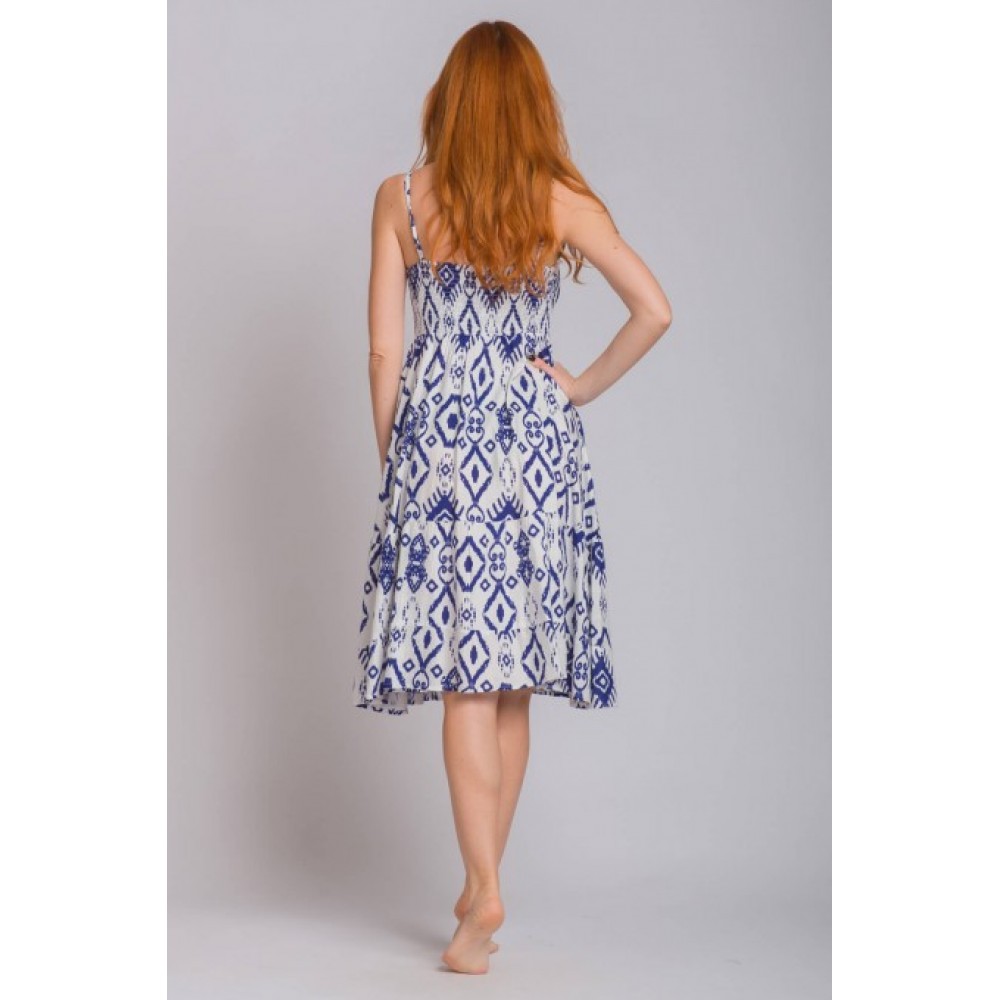 Rima-Beachwear 3129-02, Βαμβακερό Φόρεμα με  τιραντάκι, ΜΠΛΕ