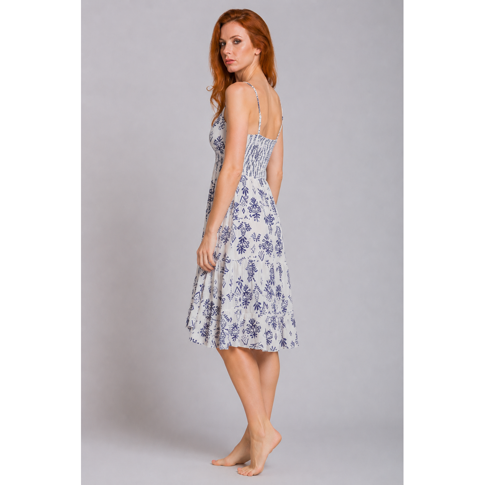 Rima-Beachwear 3129-01, Βαμβακερό Φόρεμα με  τιραντάκι, ΜΠΛΕ