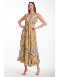 Rima-Beachwear 3507-03, Βαμβακερό Φόρεμα Boho Style με σφηγκοφωλιά, MULTI COLOR